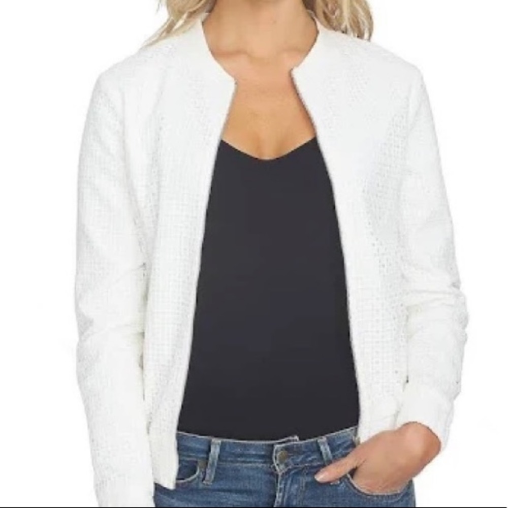 1. State White Quilted Bomber Jacket